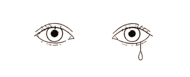 Ilustração de dois olhos, um deles derramando uma lágrima